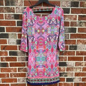 Laundry by Shelli Segal pink colorful printed min dress sz XS